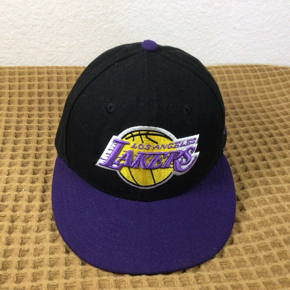 New Era 9FIFTY Los Angeles Lakers Sz 7 Snapback Hardwood Cap Black Purple Hat